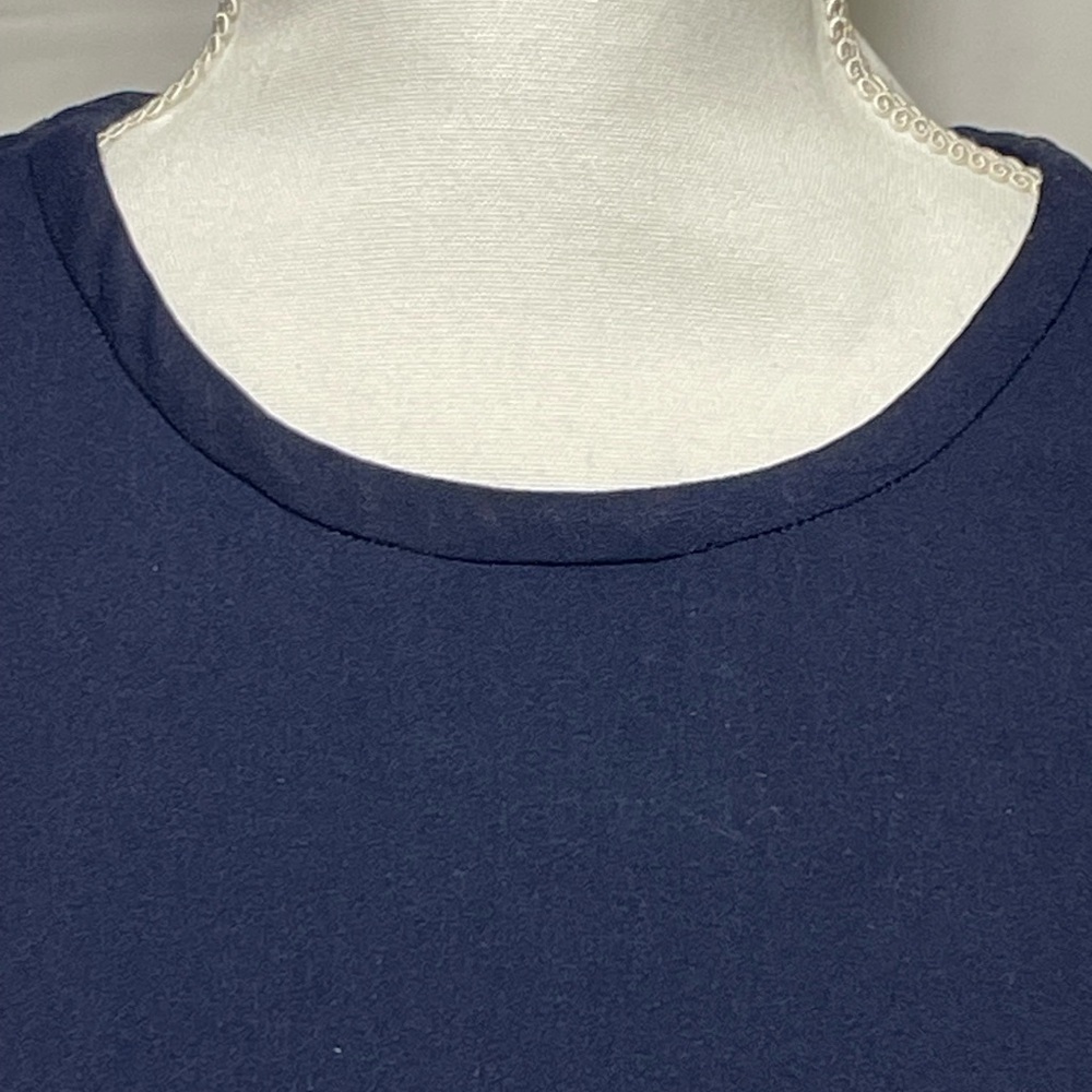 J. Crew Navy Ruffle Sleeve Top, Zipper Closure in Back. So much nicer in person. - Picture 5 of 13
